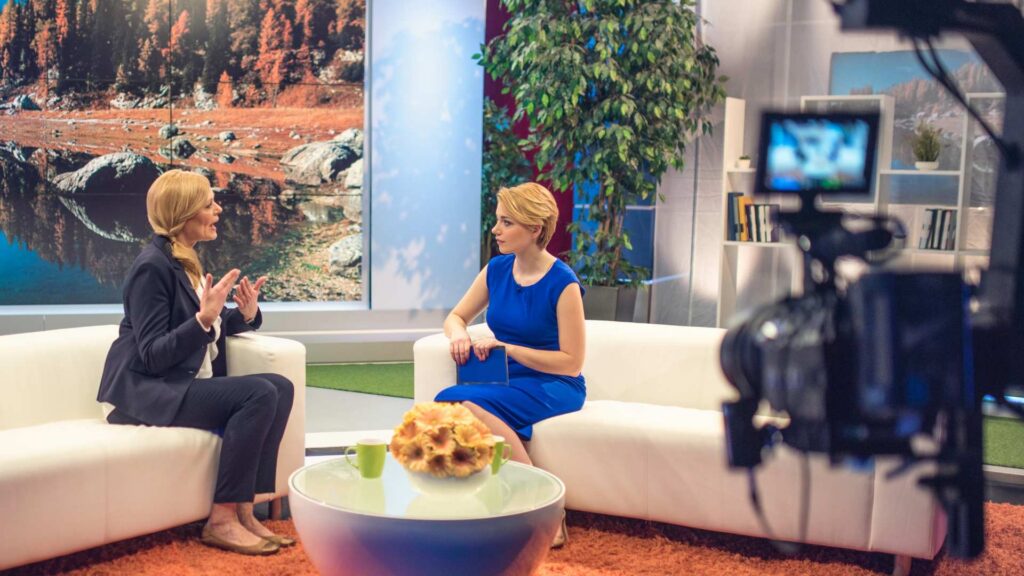 A talk-show image, used to illustrate the topic of celebrities with autism and autism representation in media